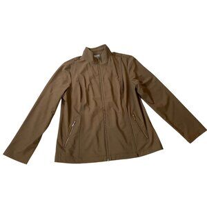 Chicos Additions Brown Full-Zip Jacket Womens Size 1 Lightweight Small